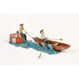 Sailors with Rowing Boat, Germany pw, out of pewter, min. paint d., C 1-2Matrosen mit Ruderboot,