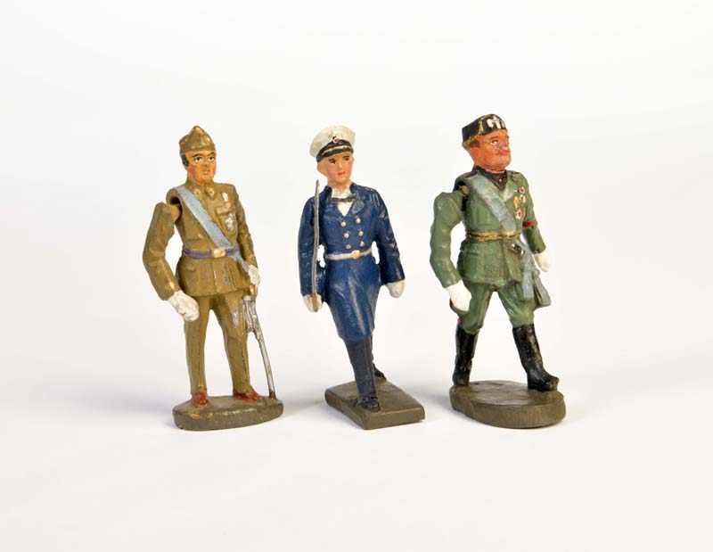 Lineol, Elastolin, Franco + Mussolini + Navy Officer, Germany pw, composite, paint d., 2x arm loose,