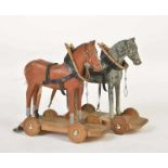 Erzgebirge, 2 Horses for Carriages, Germany pw, out of wood, min. traces of ageErzgebirge, 2