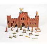 Bundle Nativity Figures + Castle, lead + paperboard, min. paint d., C 2Konvolut Krippenfiguren +