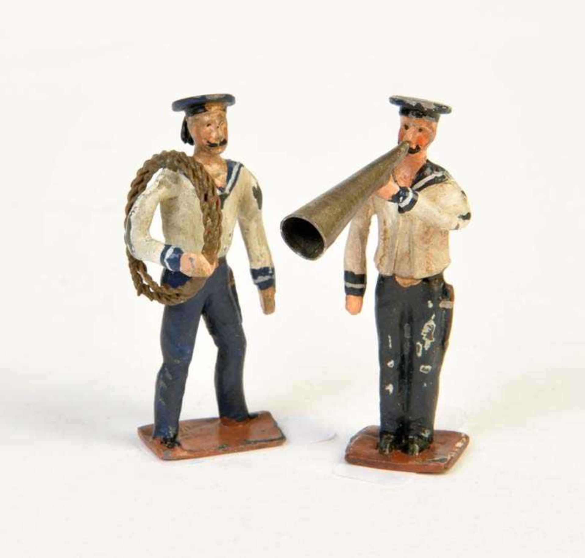 Sailors with Rope + Megaphone, Germany pw, out of pewter, min. paint d., C 2Matrosen mit Seil +