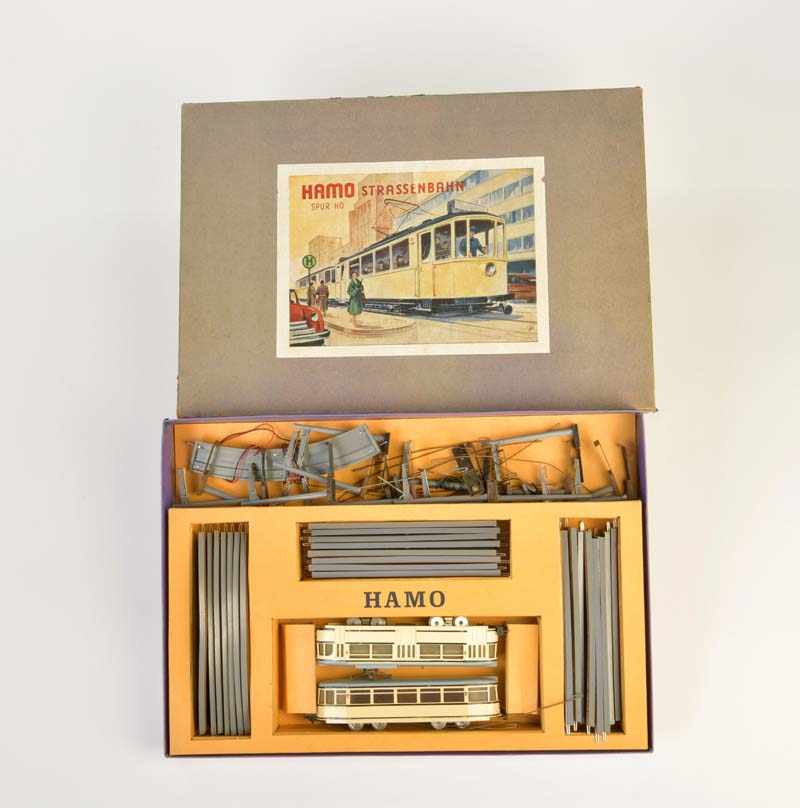 Hamo, Tram Package No 105a, Germany, gauge H0, cast iron, C 1-2Hamo, Straßenbahn Packung No 105 a,