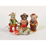 Chein, Köhler + Joustra, 4 Animals + Animal Figures, W.-Germany, USA a.o., tin, cw ok, min. paint