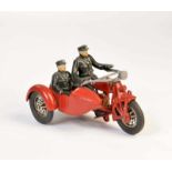 Hubley, Pillion Motorbike Police, cast iron, C 1Hubley, Polizei Beiwagenmotorrad, 21 cm, Guss, Z