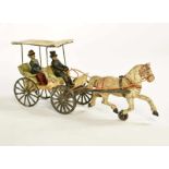 Cast Iron Carriage, paint d. due to age, driver + lady removable, wheels + drawbar movableKutsche