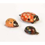 Triang, Gama a.o., 3 Ladybirds, England, Germany, 2x tin + 1x plastic, cw ok, min. paint d., C