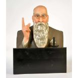 Show Case Figure Wobbler "Warning Man", out of wood + plaster, electrical drive, wobbling head +