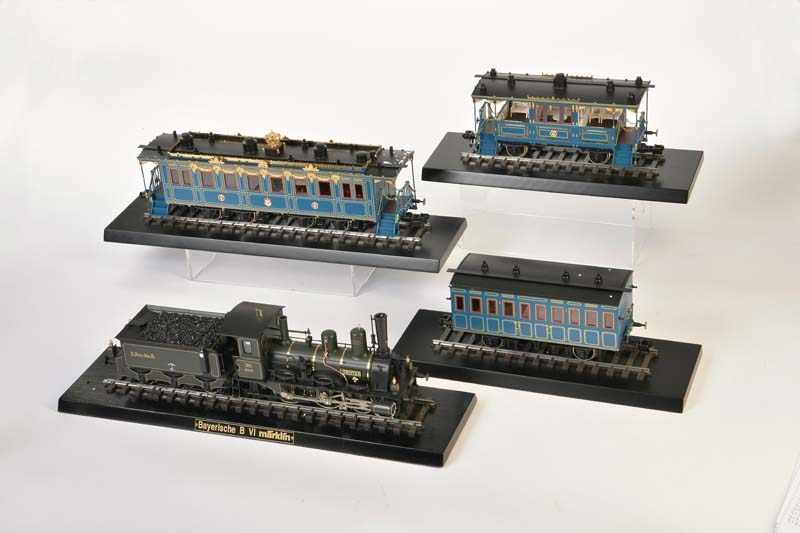 Märklin, Bayrischer Hofzug, Loco + 3 Wagons (55530, 58033, 58034), gauge 1, tin, box C 1, C