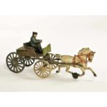 Cast Iron Carriage, paint d. due to age, labelling "Chief P.D.", without reins, movable, driver