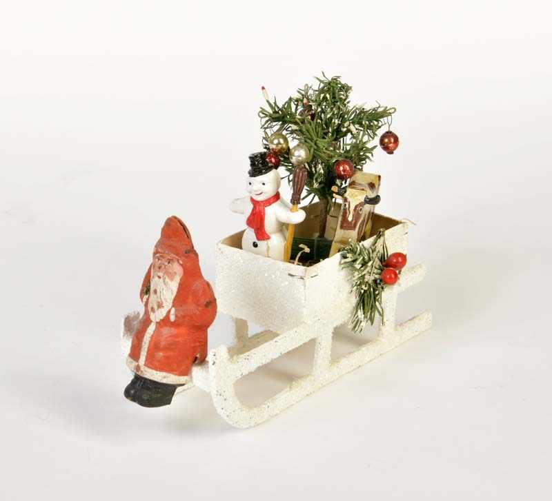 Santa Claus on Sledge, Germany pw, C 1-2Weihnachtsmann auf Schlitten, Germany VK, Schlitten 18 cm, Z