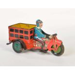 Marx, Speed Boy Motorbike, USA, tin, cw stiff, paint d., C 2-Marx, Speed Boy Motorrad, USA, 25 cm,