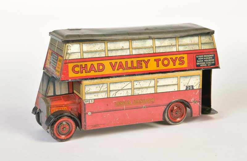 Chad Valley, Biscuit Box Bus, England, tin, paint d., C 3Chad Valley, Keksdosen Bus, England, 26 cm,