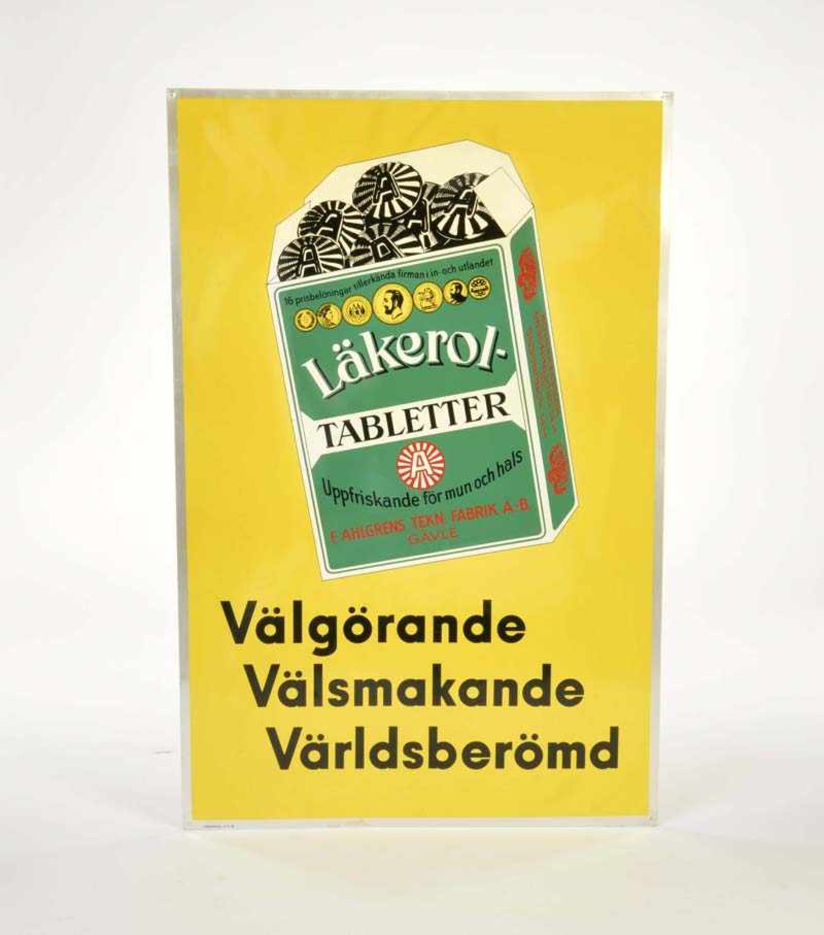 Tin Plate Sign "Läkerol Tabletten", Sweden, from 1959, C 1Blechschild "Läkerol Tabletten", Sweden,