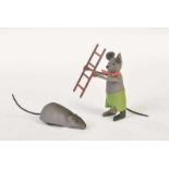 Schuco, Mouse with Ladder 962 + Mouse 1022, US Z. Germany, fabric + tin, cw ok, C 1Schuco, Maus