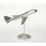 Plane as Travel Agency Model, out of metal, chrome min faded, C 2Flugzeug Reisebüromodell, 44 cm,