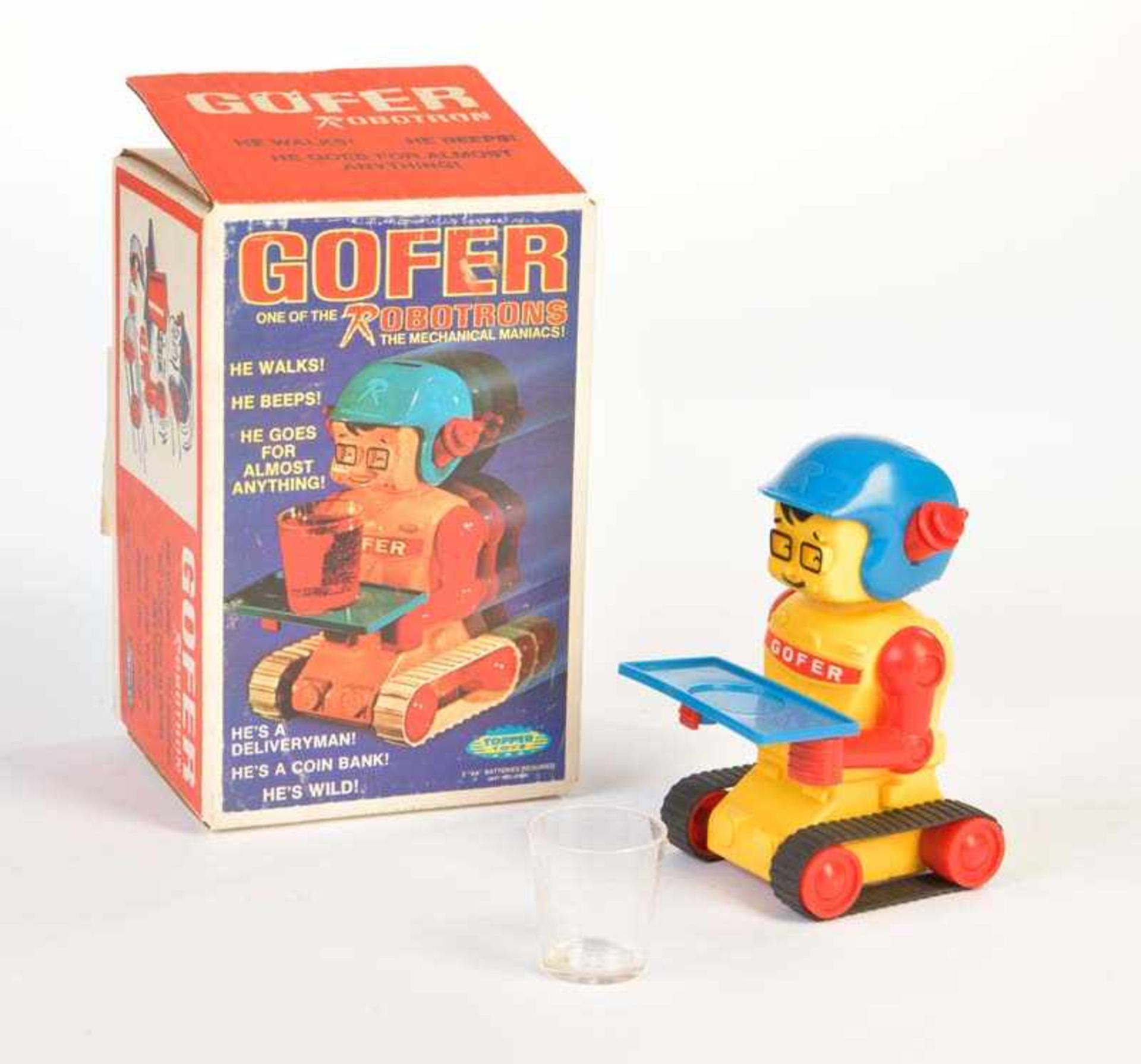 Topper Toys, Gofer Robot, Japan, plastic, function ok, box C 1, C 1Topper Toys, Gofer Robot,