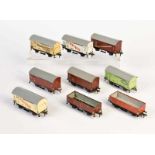 Fleischmann, 7 covered Wagons + 2 High Side Gondolas, W.-Germany, gauge H0, min. paint d., mostly