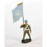 Elastolin, UNO Soldier with Flag, out of composite, hand pattern?, hand painted, please