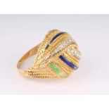 Multicolor 585 Gold Diamantenring emailliert,GG 585/000 Gelbgold, 14K Multicolor Ring besetzt mit