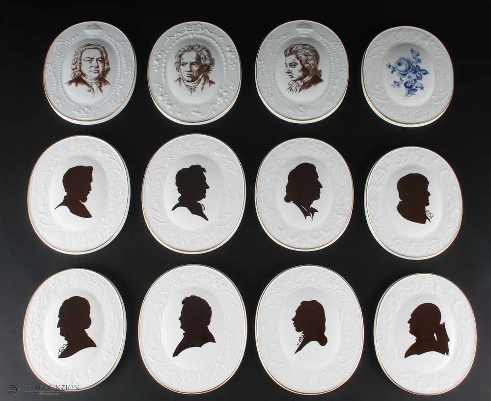 12 Meissen Porzellan Bildplatten,Porzellanwandplatten in Medaillonform mit historischen