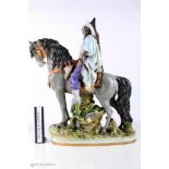 Riesige Porzellanfigur Arabischer Reiter Scheibe-Alsbach Thüringen,große Porzellanskulptur farbig