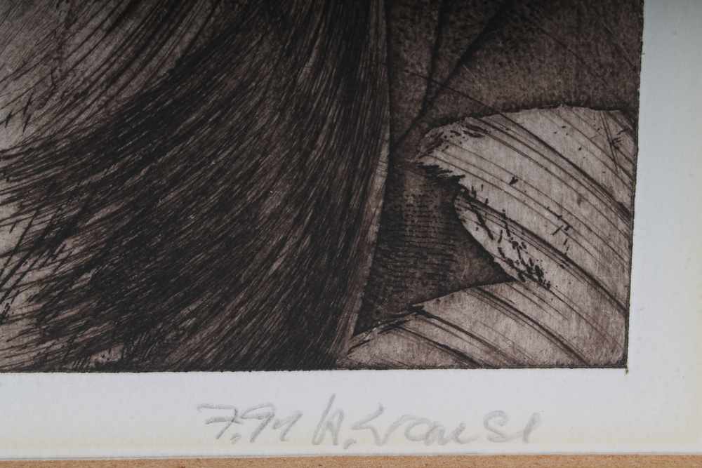 Handsignierte Lithographie abstrakte Aktdarstellung von 1991, limitiert handsigniert, datiert 7.'91, - Image 2 of 2