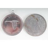 2 Dollar Münzen, One Dollar 1847 und Dollar Canada 1867-1967,Silber, Motive Wildgans und Sitzende