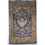 Ghom Seidenteppich Persien 160 x 104 cm, handgeknüpft, Orientteppich, Seide auf Seide, feine