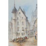 Aquarell von 1856 Aachener Stadtkulisse,Aquarell/Papier im Passepartout, Holzrahmen (42,5x31,5cm),