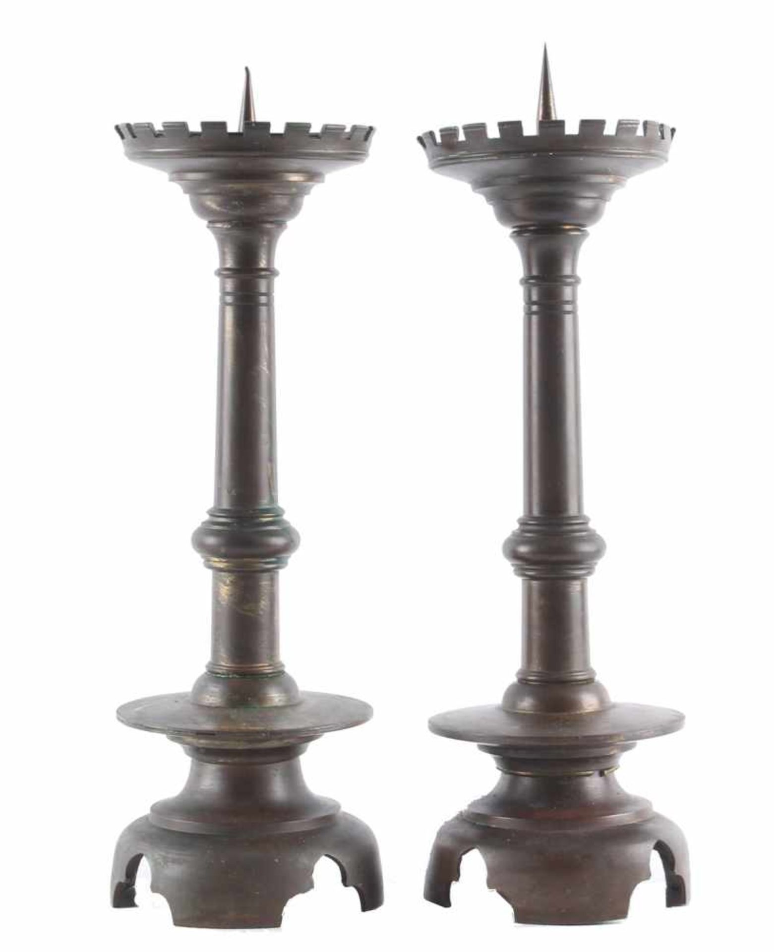 Bronze Paar Barockleuchter, frühes 19. Jahrhundert,Paar Bronzeleuchter, H 37 x D 12 cm,
