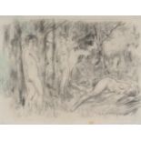 Max MAYRSHOFER (1875-1950) - Kohlezeichnung - weibliche Akte im Wald,Aktmalerei, Kohle/Papier, u.