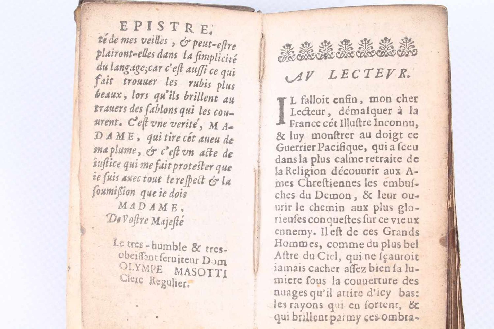 Buch von 1663, Le Combat Spirituel von R.P.D. Laurent Scupoli, H 11,5 cm x B 6 cm, mit Gbr, Abr., - Bild 2 aus 8