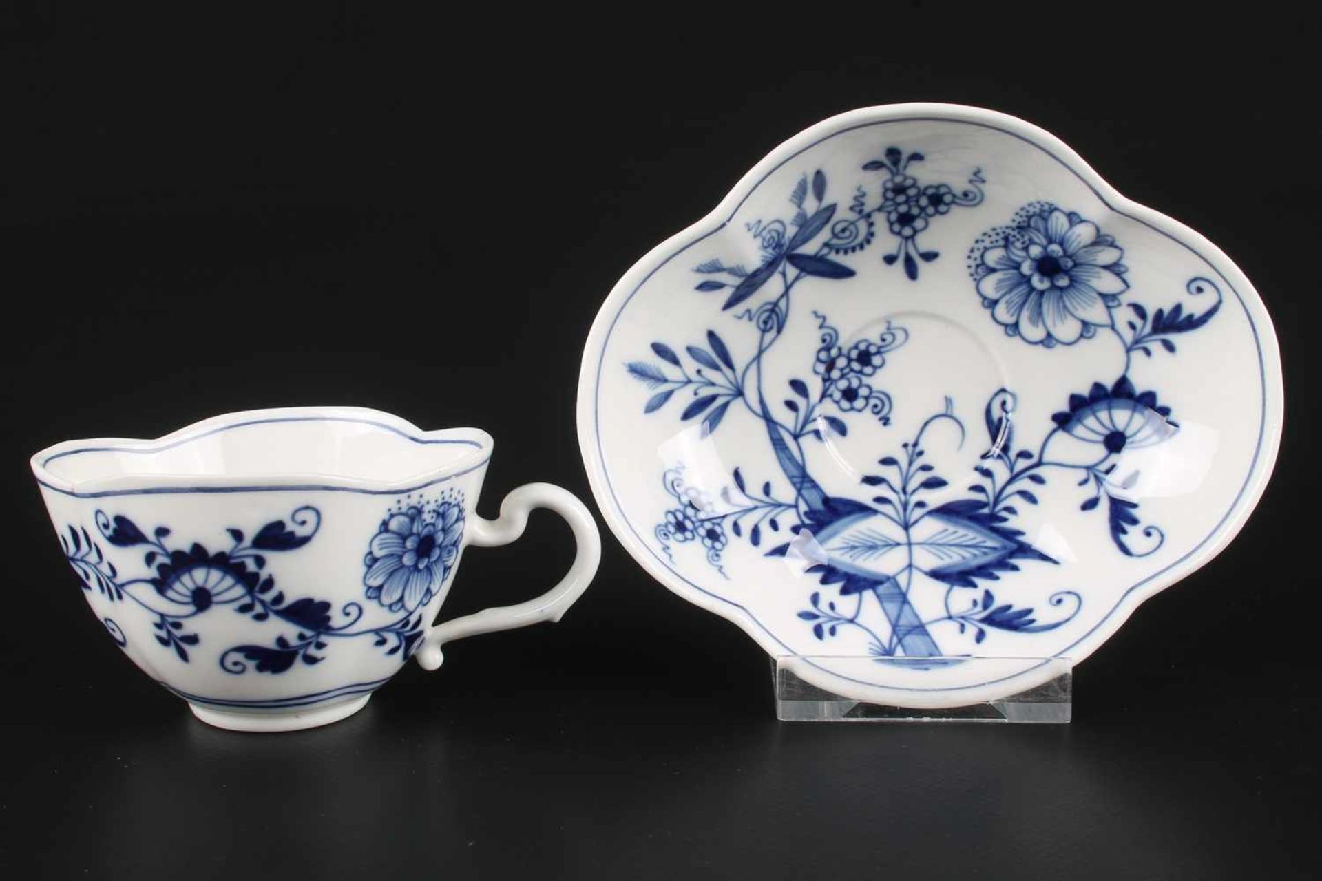 Meissen Zwiebelmuster 5 Kaffeetassen Knaufzeit, Schwertermarke 1. Wahl, Knaufzeit 1860-1924, 5 - Bild 2 aus 3