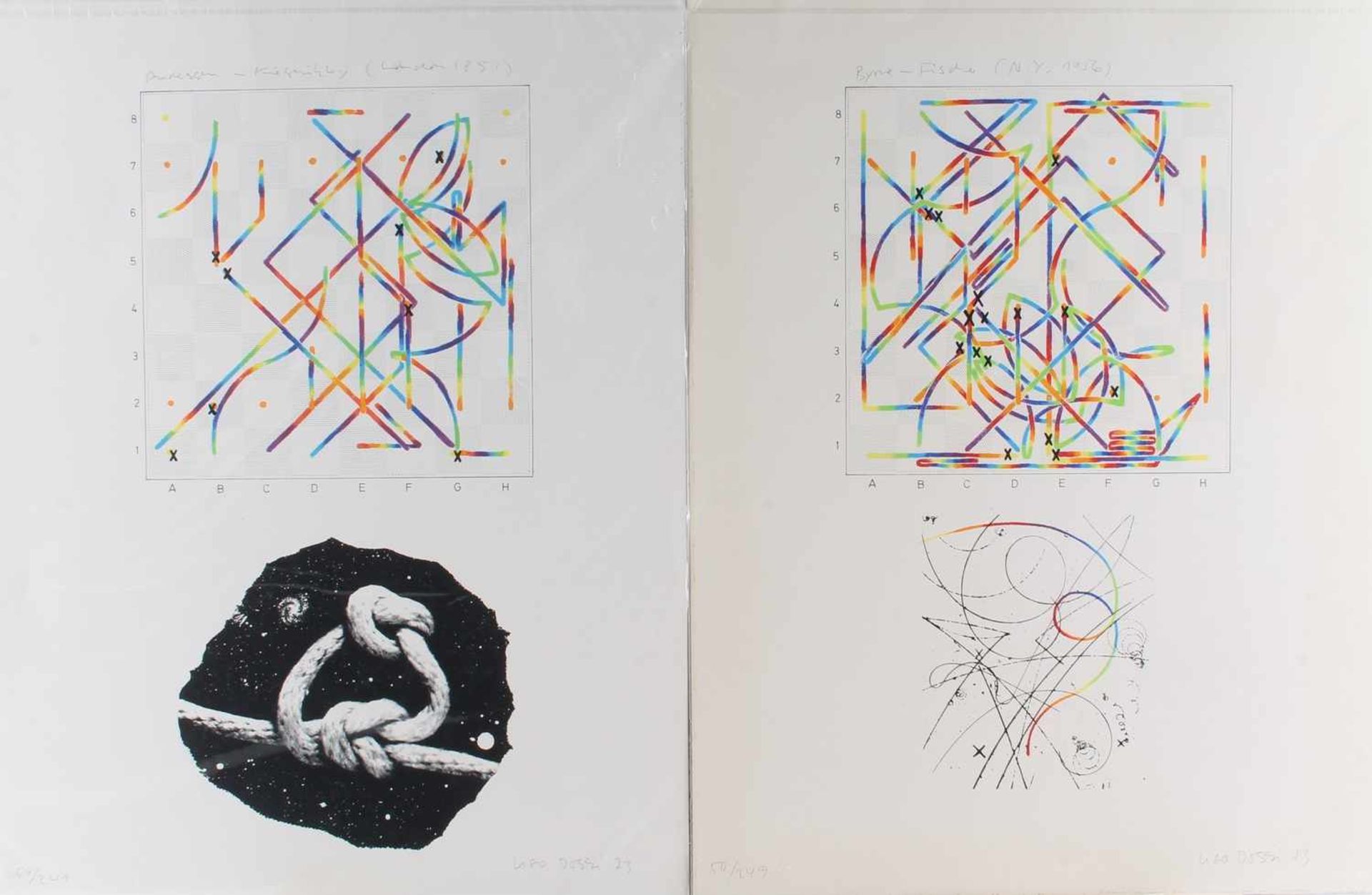 Chess Graphics 1973 - 10 Farblithographien von Ugo DOSSI (*1943),10 Farblithografien mit den Zügen - Bild 4 aus 8