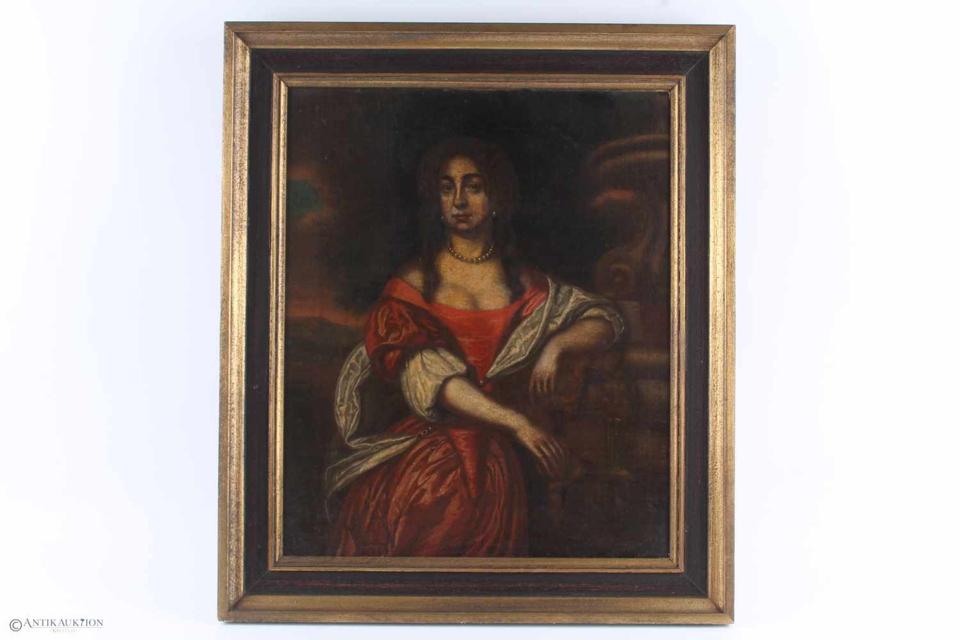 Altmeister des 18. Jahrhunderts, Portrait einer schönen Frau in Tracht, Öl/Leinwand, Frauenportrait, - Bild 2 aus 3