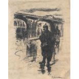 Max LIEBERMANN (1847-1935) Lithographie - Soldat am Bahnhof 1.Weltkrieg,Lithographie/Papier, u.r. im