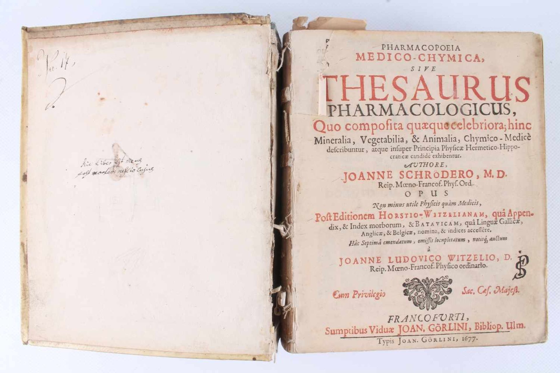 Antiquarisches Buch von 1677 Johann Schröder - Pharmacopoeia medico-chymica sive thesaurus