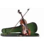 Violine / Geige bezeichnet Leopold Widhalm in Nürnberg 1872, Geige mit innenliegendem Klebezettel