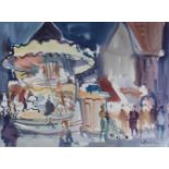 Gerd KADZIK (1929) großes Jahrmarkt Kirmes,Aquarell/Papier, signiert KADZIK, Ansicht eines