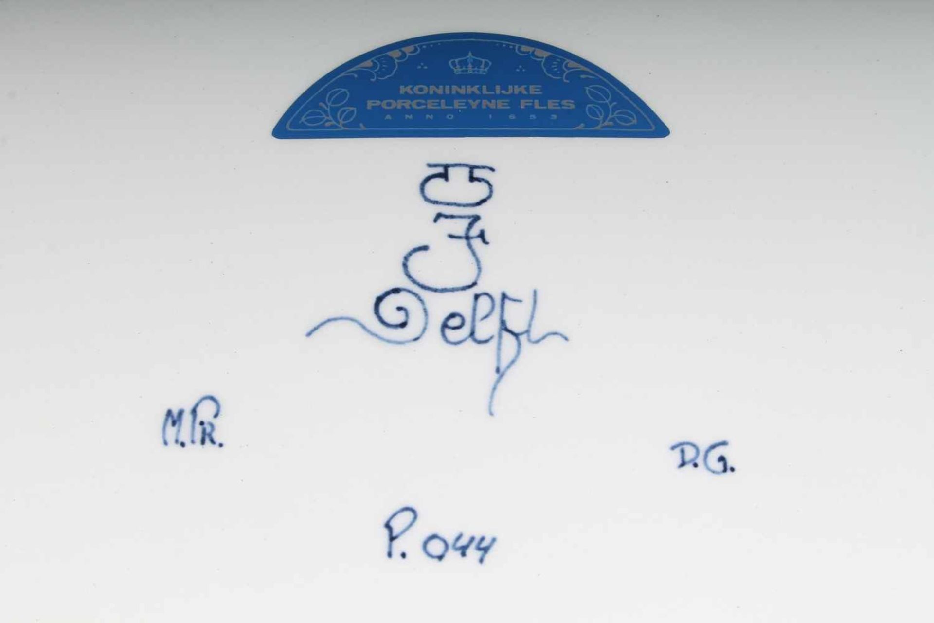 Riesige Prunkschale De Porceleyne Fles Delft, niederländische Keramik, handgemalt, Dekor - Bild 5 aus 5