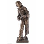 Eutrope BOURET (1833-1906) - Bronze Pierrot Figur - Au clair de la lune,Höhe 46 cm, Bronze Pierrot