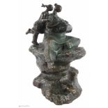 Moderne Bronze - Familienglück - signiertBronzefigur, Mutter mit Baby und Tochter auf einem