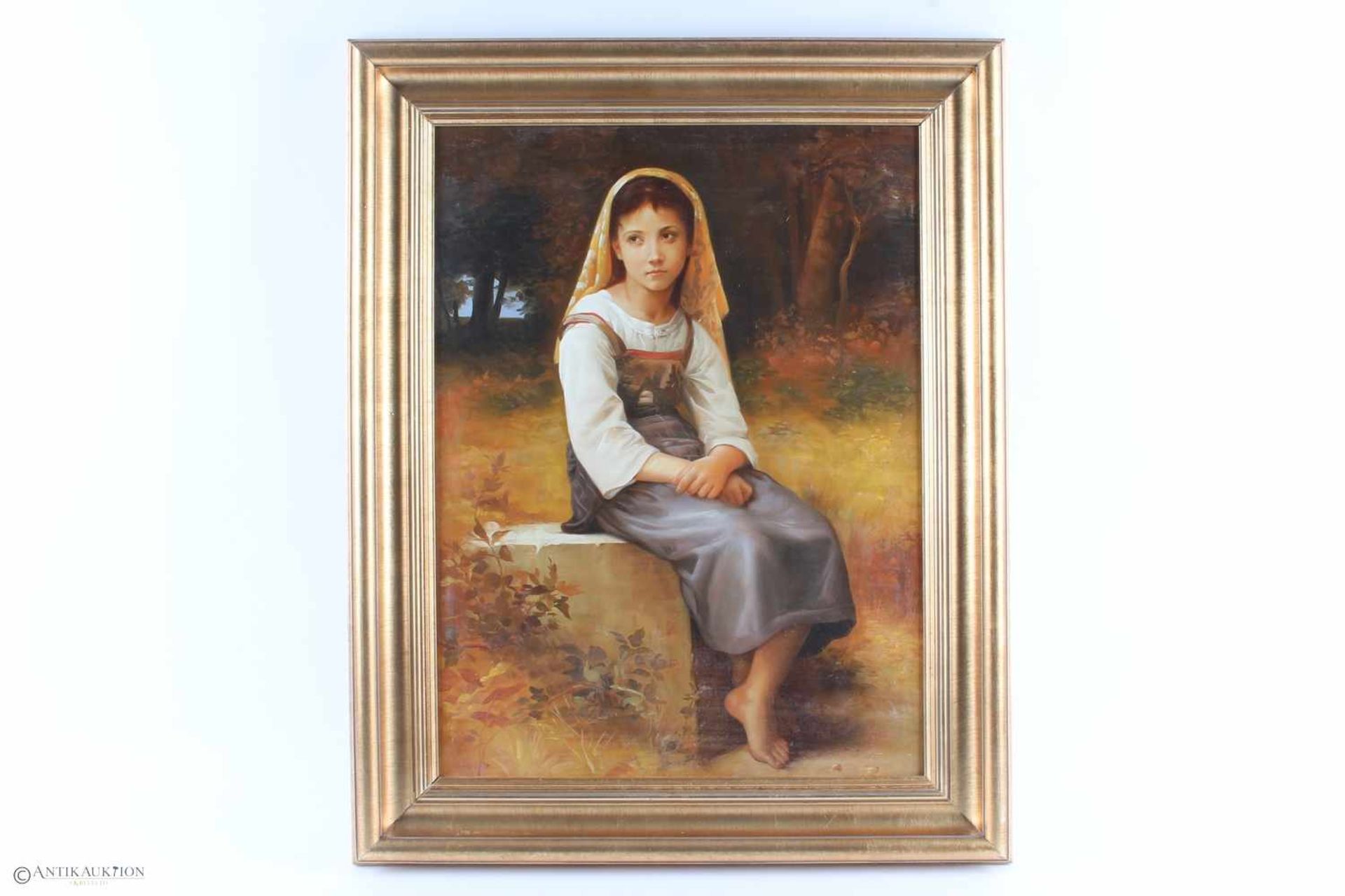 Maler des 20. Jahrhunderts, sitzendes junges Mädchen in Volkstracht, Öl/Leinwand, Gemälde 20. - Bild 2 aus 3
