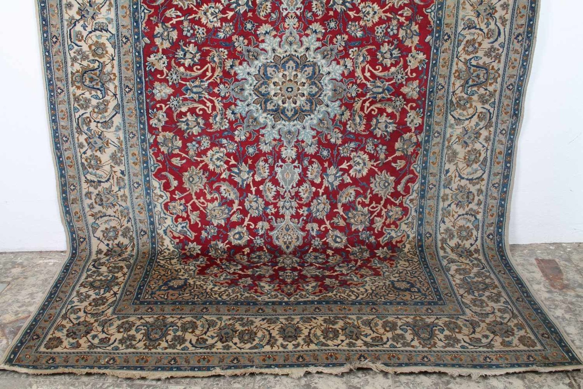 Großer Nain Teppich, Iran Wolle mit Seide,handgeknüpfter Teppich, Wolle mit Seide, 327 cm x 207 - Bild 3 aus 6