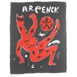 Farblithographie - A.R. PENCK (1939-2017) Figurendarstellung, signiert,Großformat, u. rechts