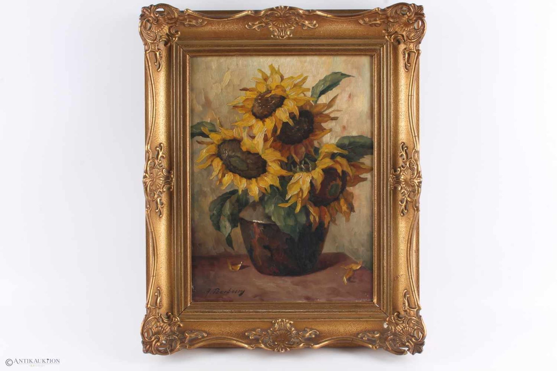 Alfons PEERBOOM (1882-1958) Blumenstillleben mit Sonnenblumen, Öl/Leinwand, tätig in Düsseldorf, - Bild 2 aus 4