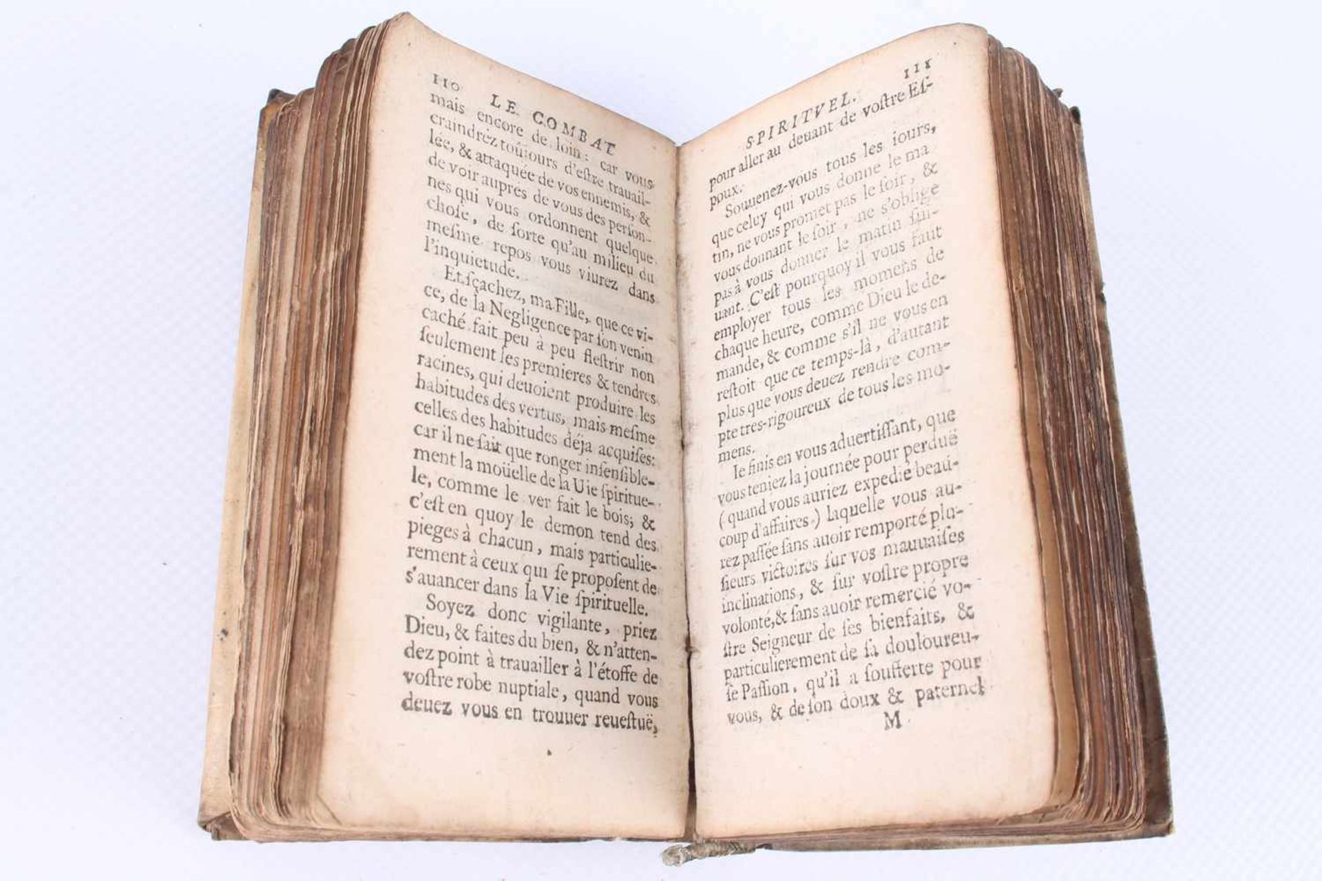 Buch von 1663, Le Combat Spirituel von R.P.D. Laurent Scupoli, H 11,5 cm x B 6 cm, mit Gbr, Abr., - Bild 4 aus 8