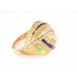 Multicolor 585 Gold Diamantenring, GG 585/000 Gelbgold, 14K Multicolor Ring besetzt mit