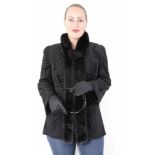 Tolle Swakara Persianer Pelzjacke mit Nerz in schwarz, Gr.40Perisan Swakara Lamb Jacket ,Fur Jacket,