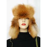 Fuchsfell -Pelzmütze FliegermützeStylish UNISEX Aviator Trapper Canadian Red Fox Fur Hat, sehr guter